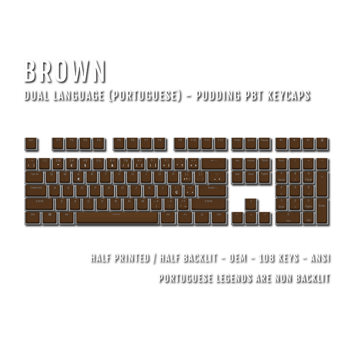 Brown Portuguese Dual Language PBT Pudding Keycaps Krome Keycaps LTD portuguese