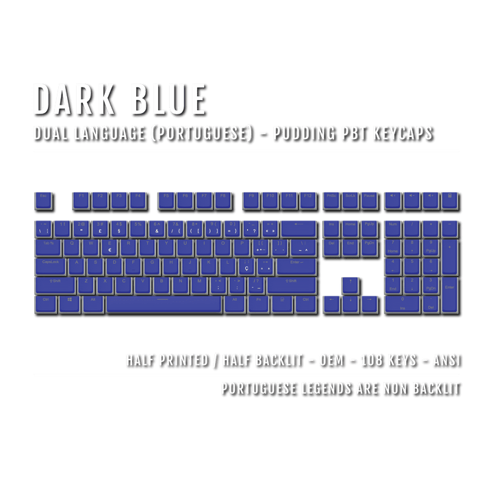 Dark Blue Portuguese Dual Language PBT Pudding Keycaps Krome Keycaps LTD portuguese