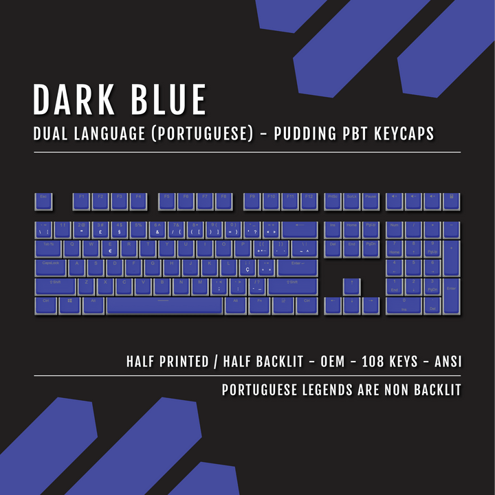 Dark Blue Portuguese Dual Language PBT Pudding Keycaps Krome Keycaps LTD portuguese