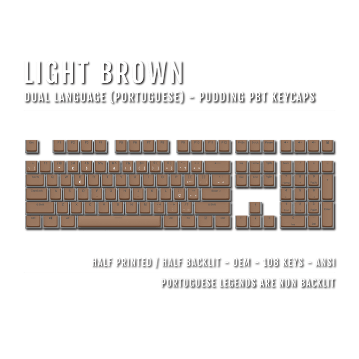 Light Brown Portuguese Dual Language PBT Pudding Keycaps Krome Keycaps LTD portuguese