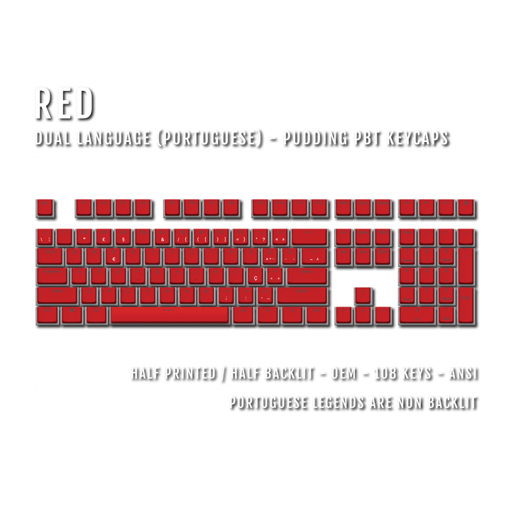 Red Portuguese Dual Language PBT Pudding Keycaps Krome Keycaps LTD portuguese