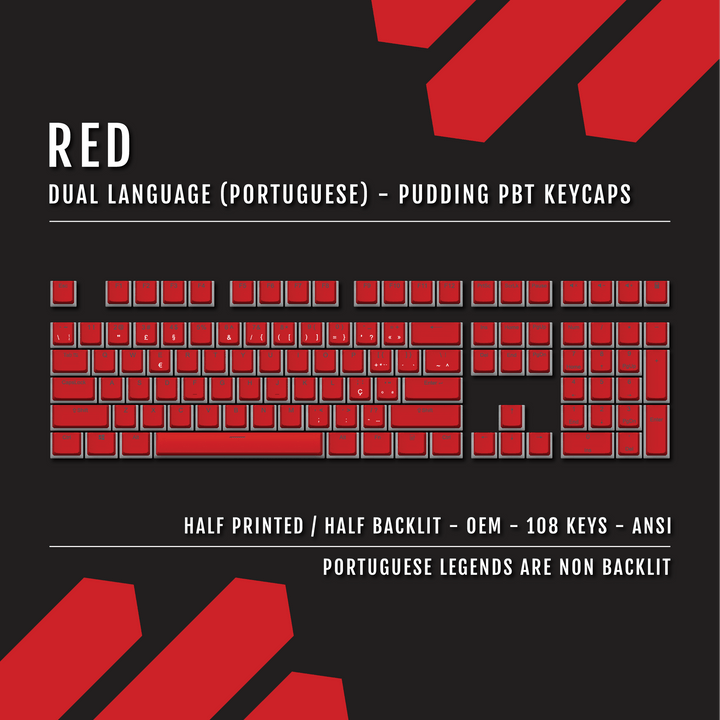 Red Portuguese Dual Language PBT Pudding Keycaps Krome Keycaps LTD portuguese