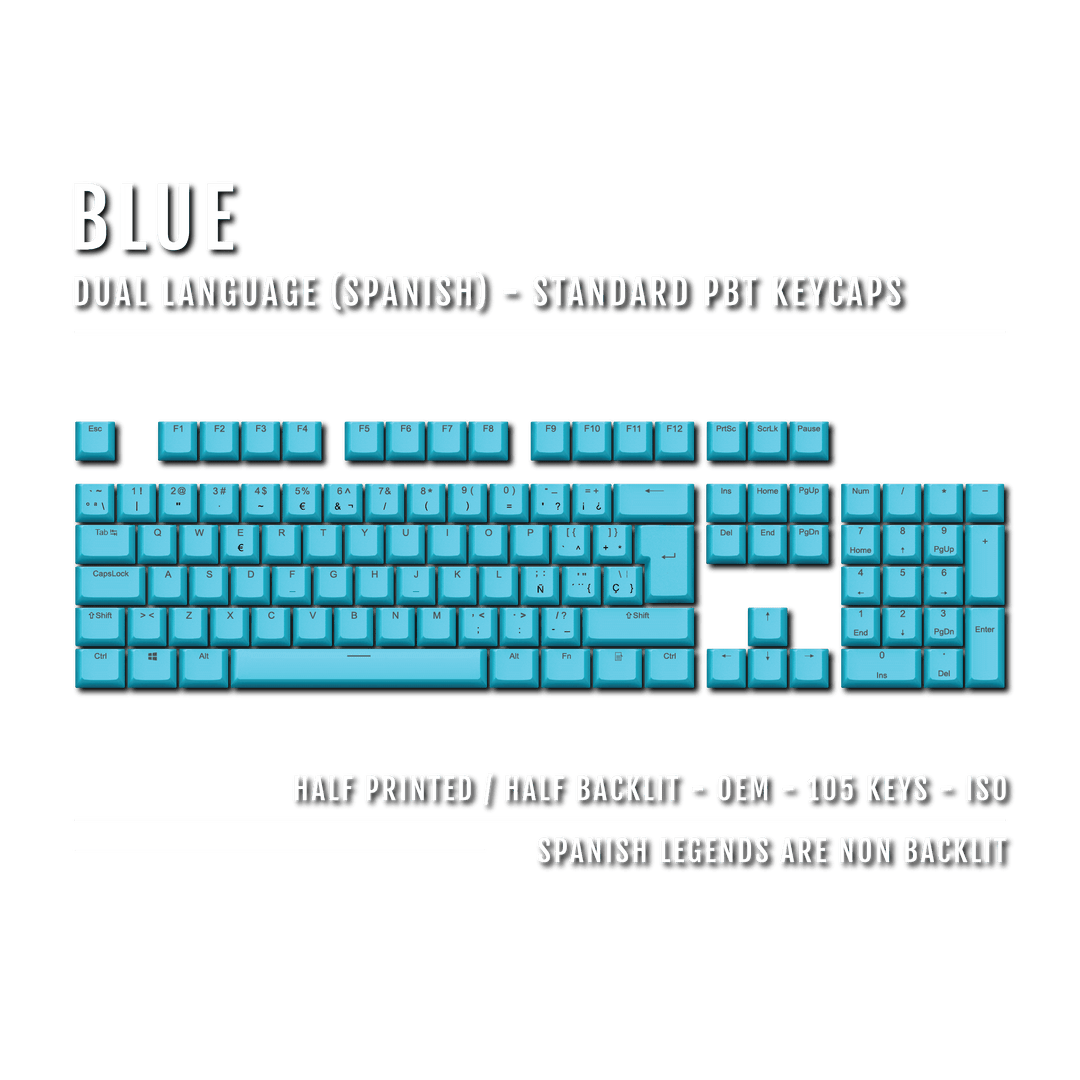 Blue Spanish (ISO-ES) Dual Language PBT Keycaps Krome Keycaps LTD spanish