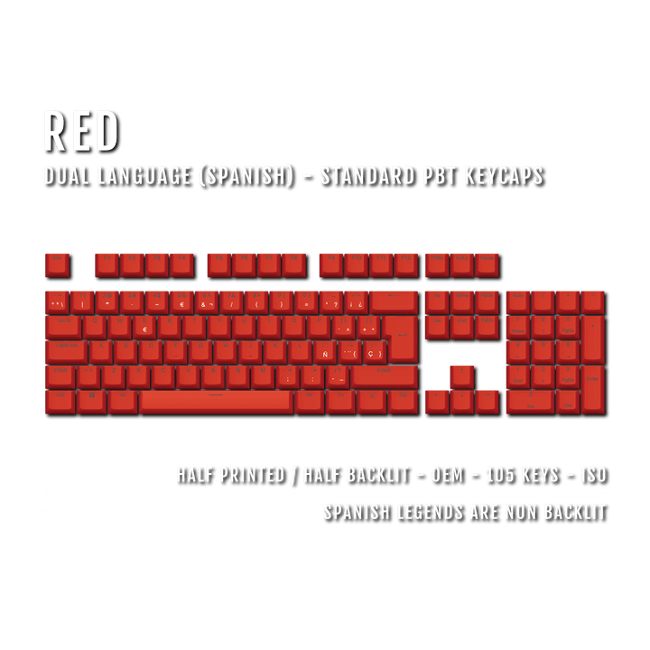 Red Spanish (ISO-ES) Dual Language PBT Keycaps Krome Keycaps LTD spanish