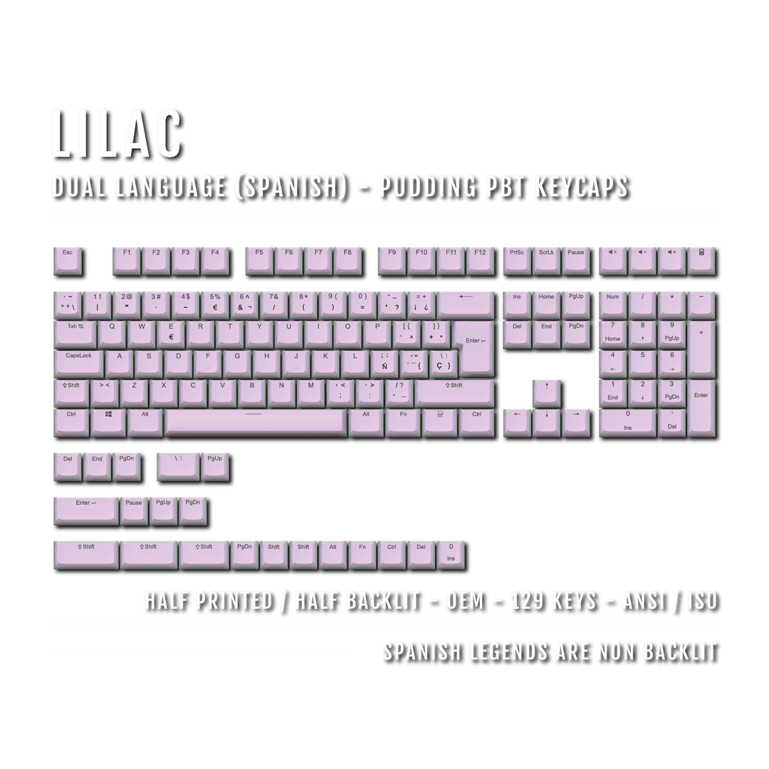 Lilac Spanish (ISO-ES) Dual Language PBT Pudding Keycaps Krome Keycaps LTD spanish