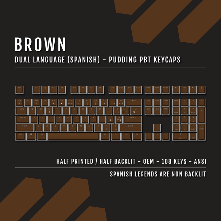 Brown Spanish Dual Language PBT Pudding Keycaps Krome Keycaps LTD spanish