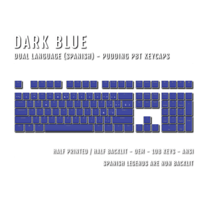 Dark Blue Spanish Dual Language PBT Pudding Keycaps Krome Keycaps LTD spanish
