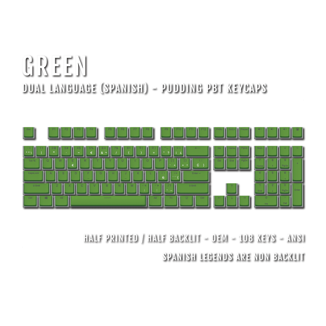 Green Spanish Dual Language PBT Pudding Keycaps Krome Keycaps LTD spanish