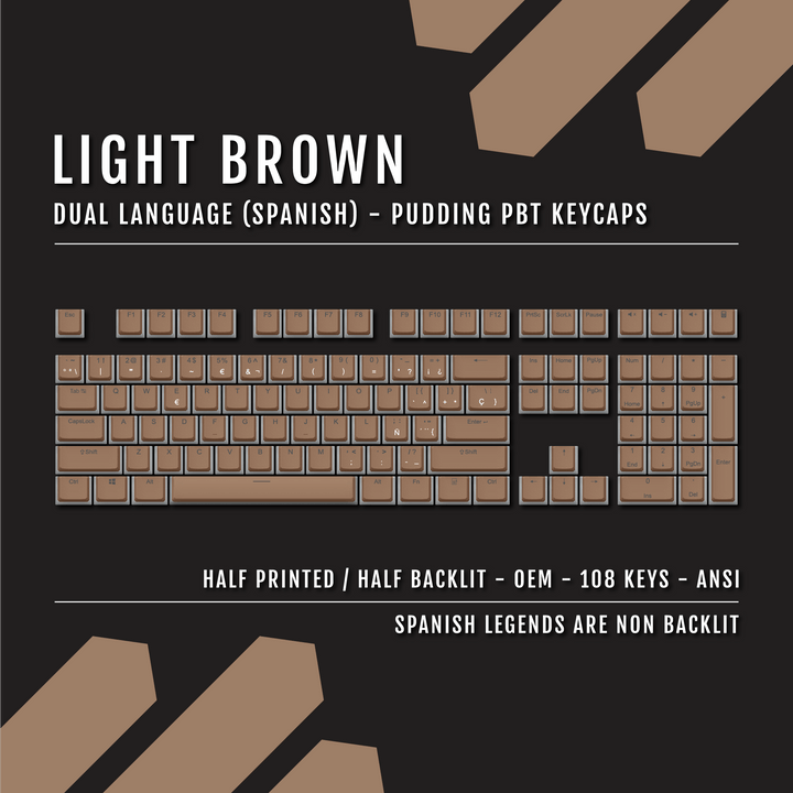 Light Brown Spanish Dual Language PBT Pudding Keycaps Krome Keycaps LTD spanish