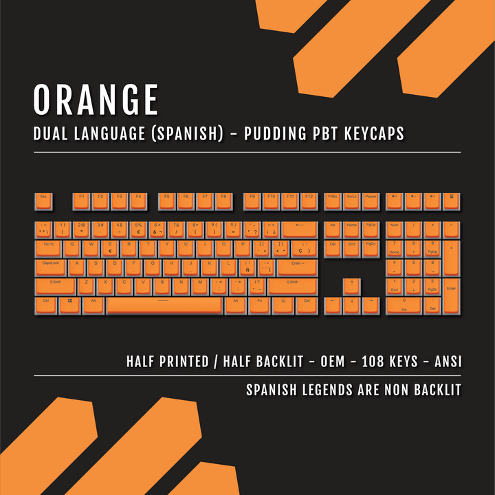 Orange Spanish Dual Language PBT Pudding Keycaps Krome Keycaps LTD spanish