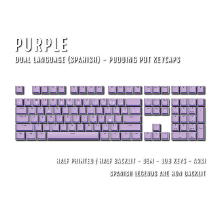 Purple Spanish Dual Language PBT Pudding Keycaps Krome Keycaps LTD spanish