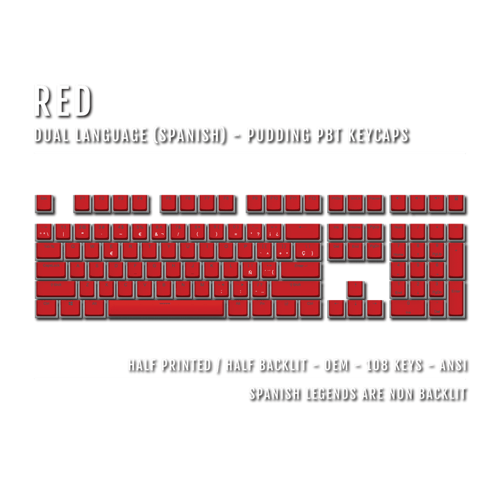 Red Spanish Dual Language PBT Pudding Keycaps Krome Keycaps LTD spanish