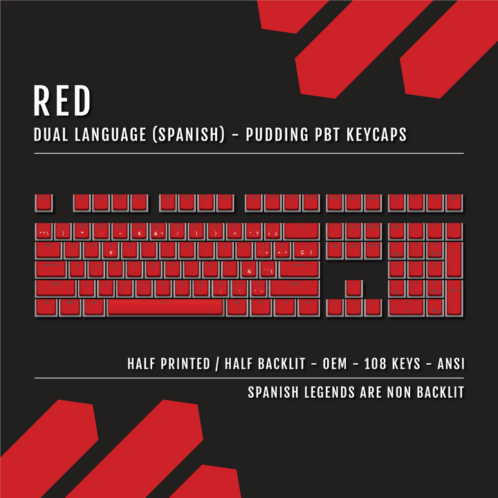 Red Spanish Dual Language PBT Pudding Keycaps Krome Keycaps LTD spanish