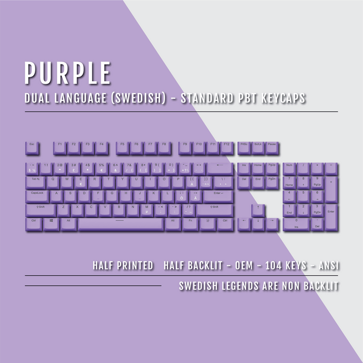 Purple Swedish (ISO-SE) Dual Language PBT Keycaps Krome Keycaps LTD swedish