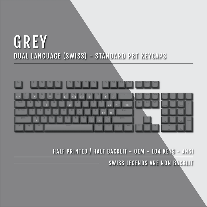 Grey Swiss (ISO-CH) Dual Language PBT Keycaps Krome Keycaps LTD swiss