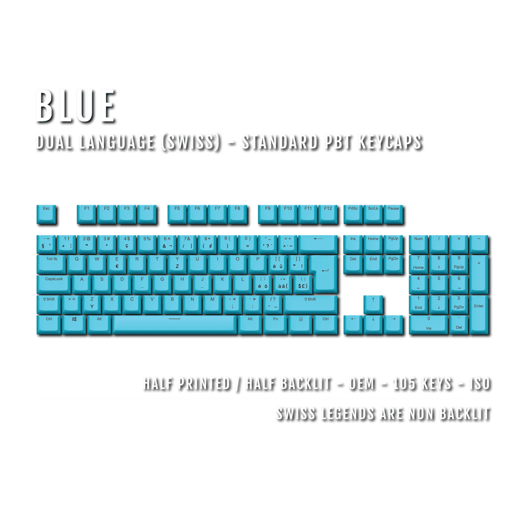 Blue Swiss (ISO-CH) Dual Language PBT Keycaps Krome Keycaps LTD swiss