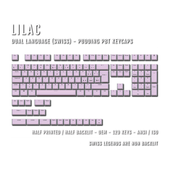 Lilac Swiss (ISO-CH) Dual Language PBT Pudding Keycaps Krome Keycaps LTD swiss