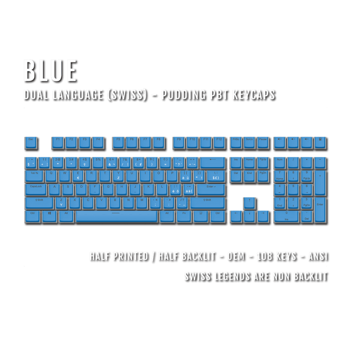 Blue Swiss Dual Language PBT Pudding Keycaps Krome Keycaps LTD swiss