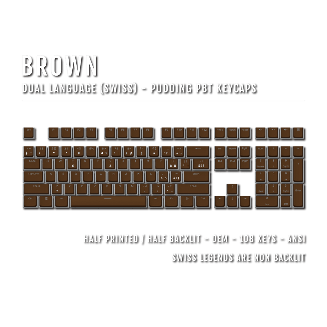 Brown Swiss Dual Language PBT Pudding Keycaps Krome Keycaps LTD swiss