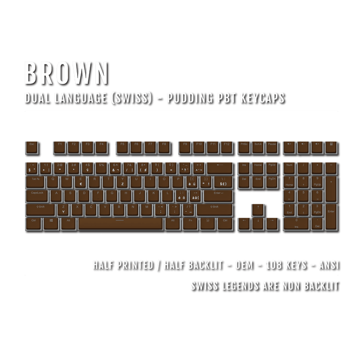 Brown Swiss Dual Language PBT Pudding Keycaps Krome Keycaps LTD swiss