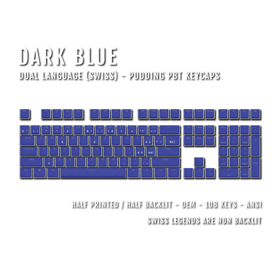 Dark Blue Swiss Dual Language PBT Pudding Keycaps Krome Keycaps LTD swiss