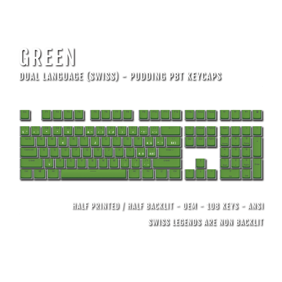 Green Swiss Dual Language PBT Pudding Keycaps Krome Keycaps LTD swiss