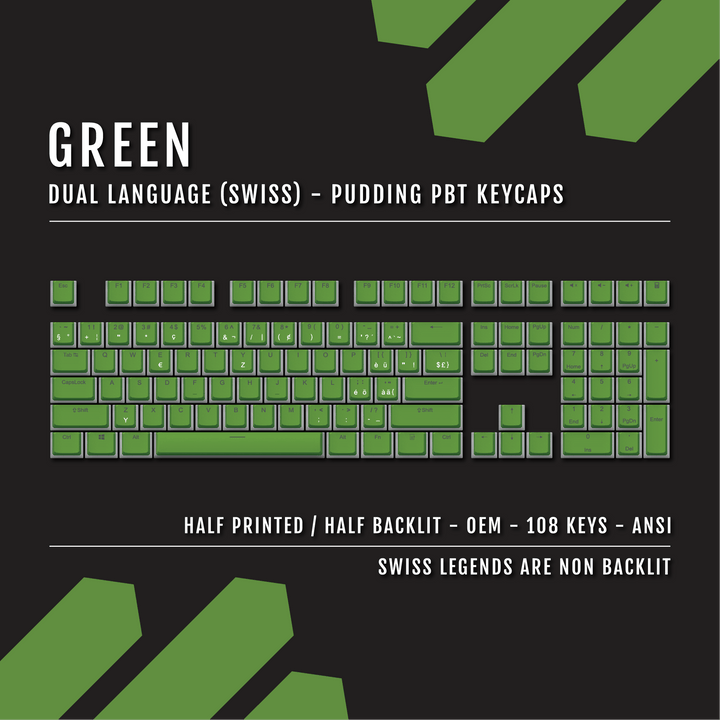 Green Swiss Dual Language PBT Pudding Keycaps Krome Keycaps LTD swiss