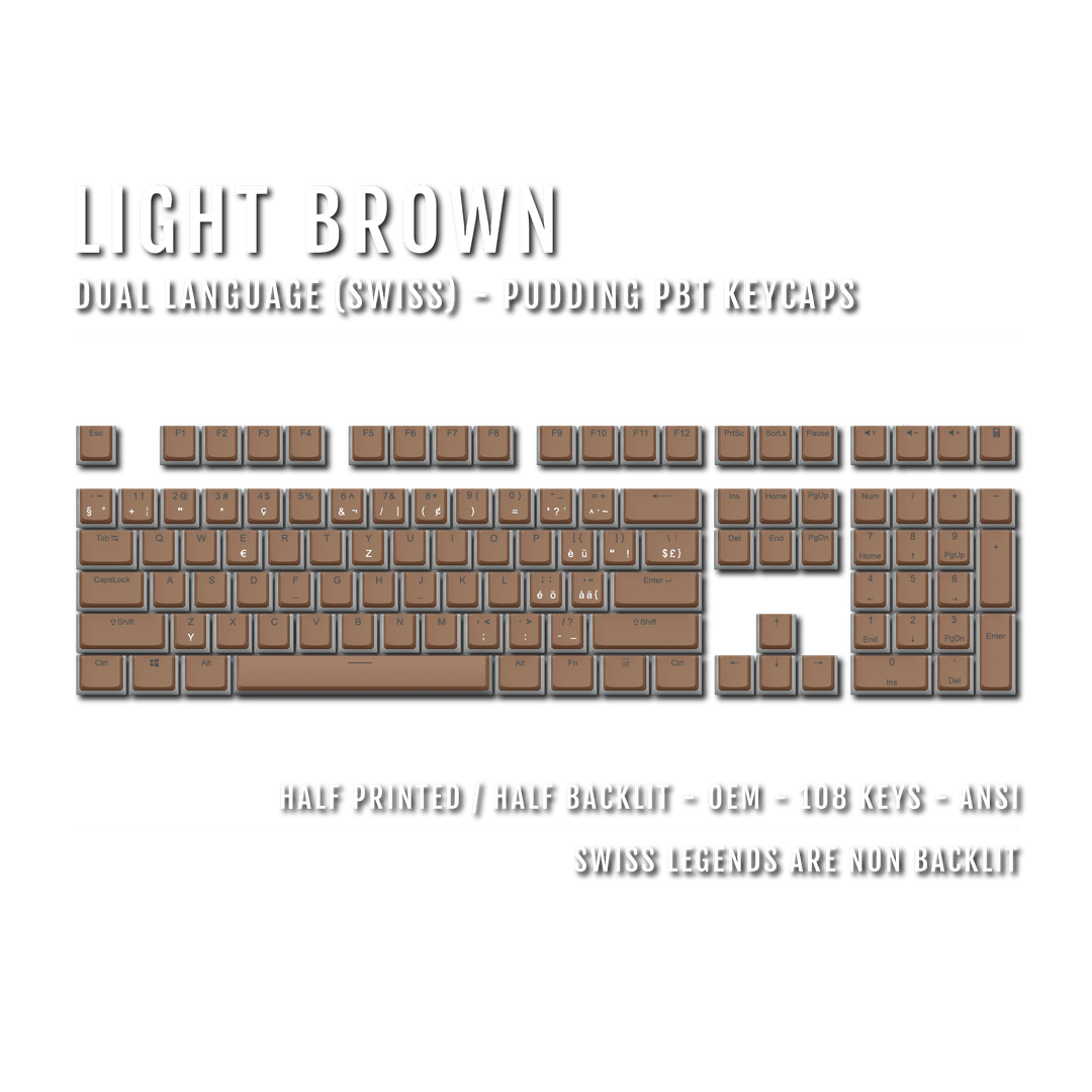 Light Brown Swiss Dual Language PBT Pudding Keycaps Krome Keycaps LTD swiss