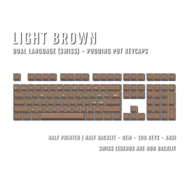 Light Brown Swiss Dual Language PBT Pudding Keycaps Krome Keycaps LTD swiss