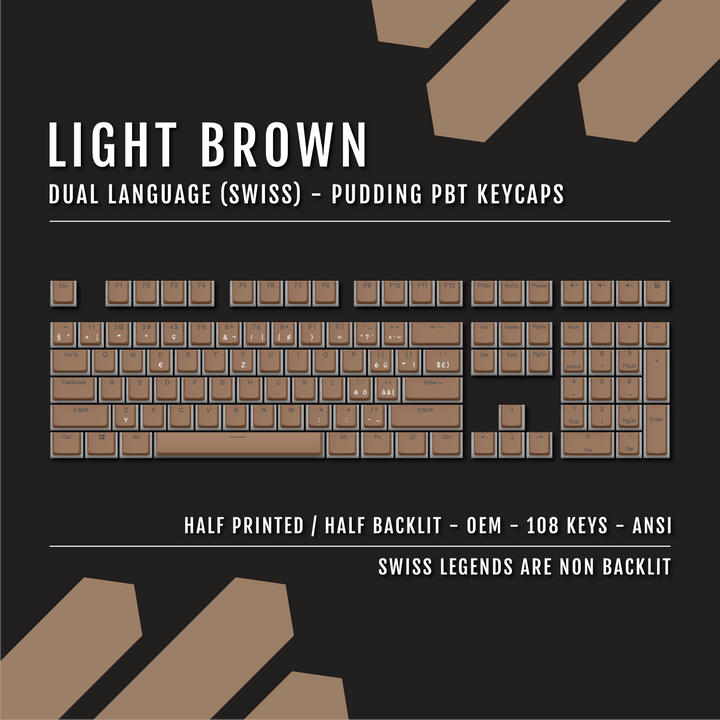 Light Brown Swiss Dual Language PBT Pudding Keycaps Krome Keycaps LTD swiss