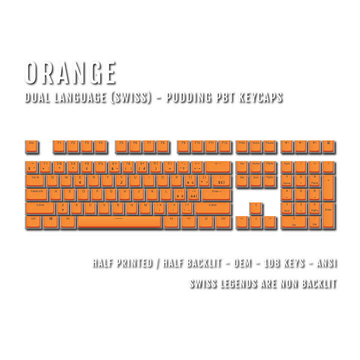 Orange Swiss Dual Language PBT Pudding Keycaps Krome Keycaps LTD swiss