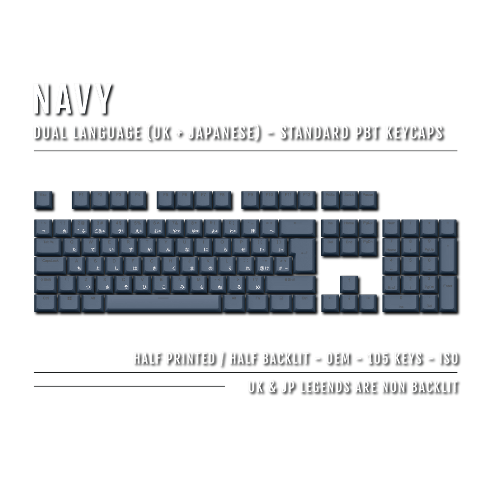 Navy UK & Japanese Dual Language PBT Keycaps Krome Keycaps LTD 