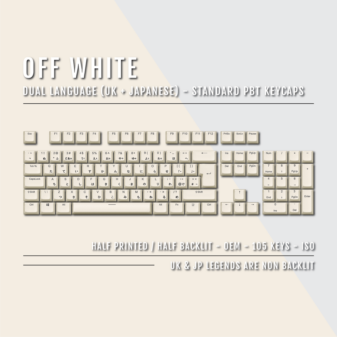 Off White UK & Japanese Dual Language PBT Keycaps Krome Keycaps LTD