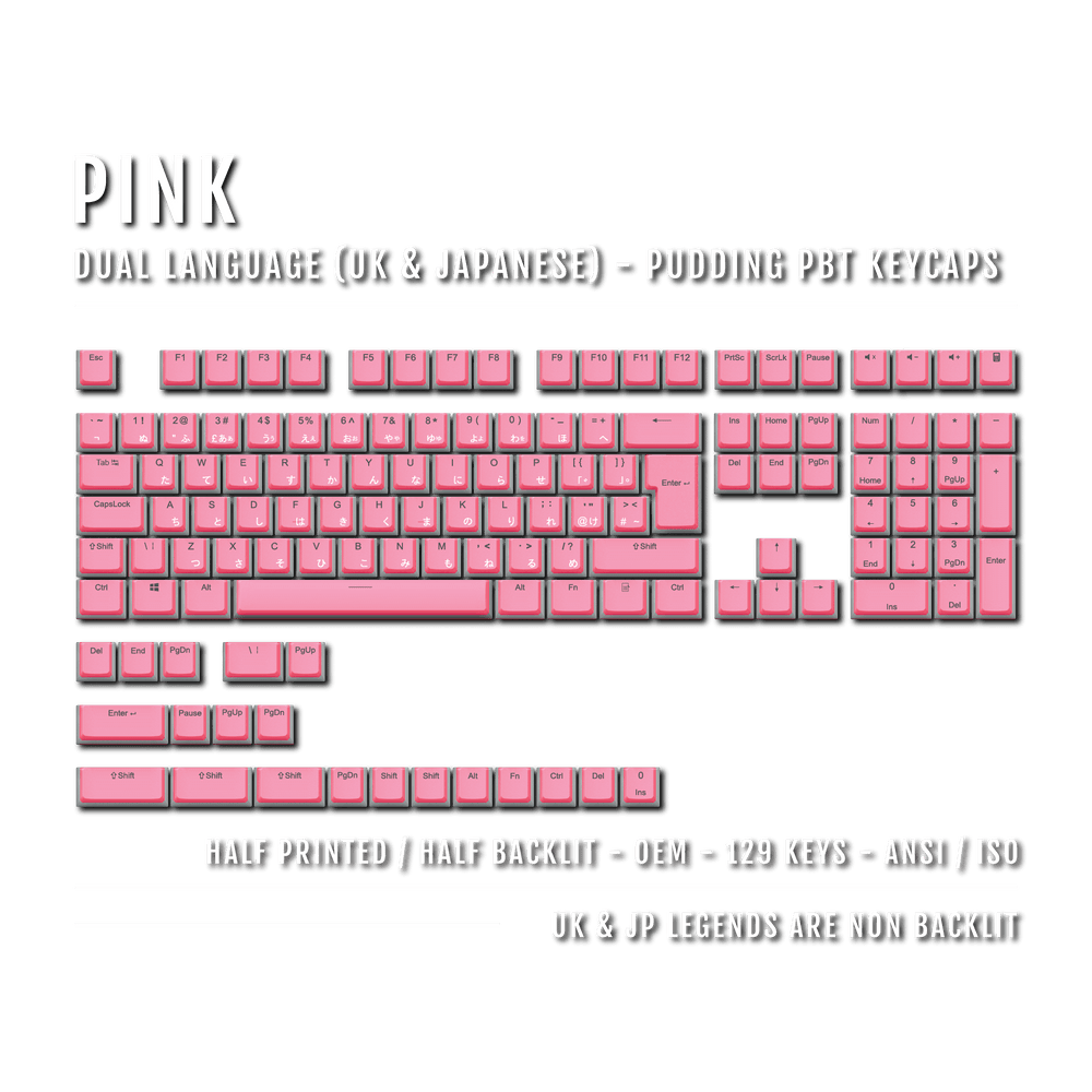 Pink UK & Japanese Dual Language PBT Pudding Keycaps Krome Keycaps LTD
