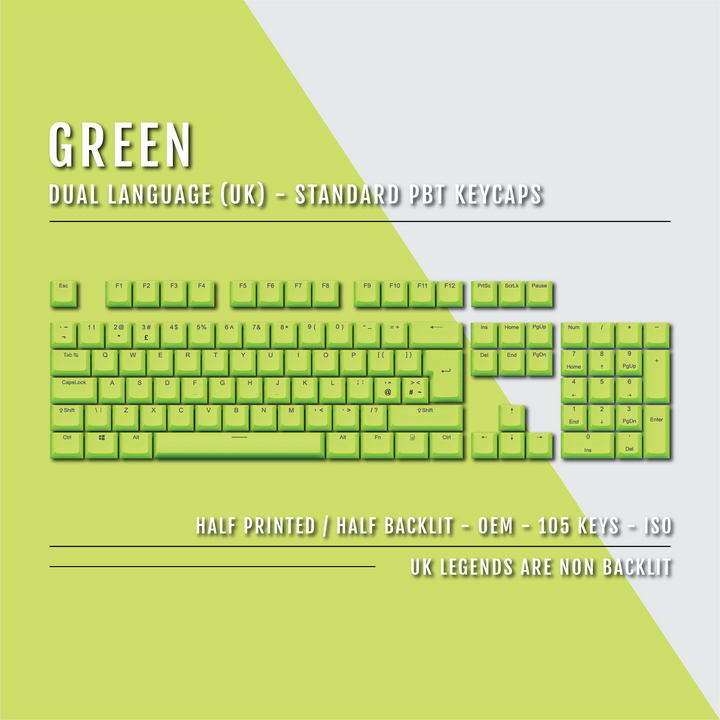 Green UK Dual Language PBT Keycaps Krome Keycaps LTD Single Colour, UK