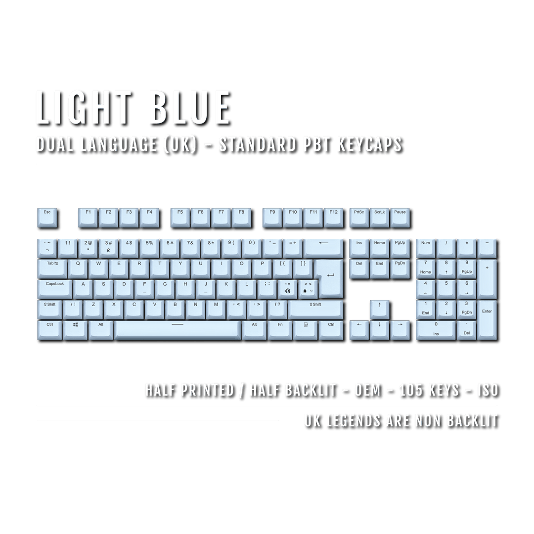 Light Blue UK Dual Language PBT Keycaps Krome Keycaps LTD Single Colour, UK