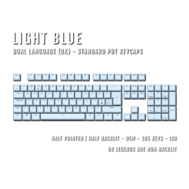 Light Blue UK Dual Language PBT Keycaps Krome Keycaps LTD Single Colour, UK