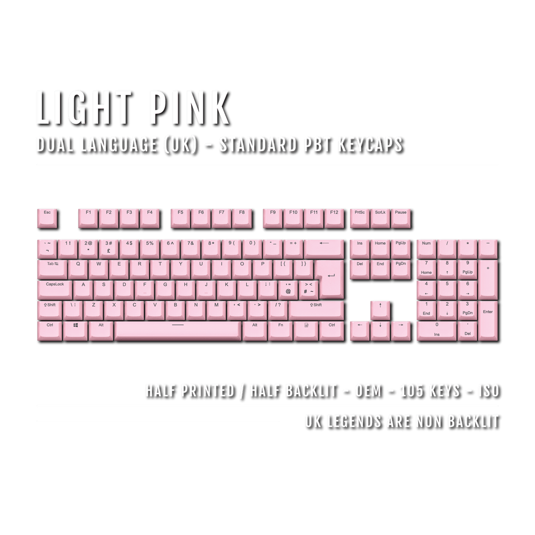 Light Pink UK Dual Language PBT Keycaps Krome Keycaps LTD Single Colour, UK