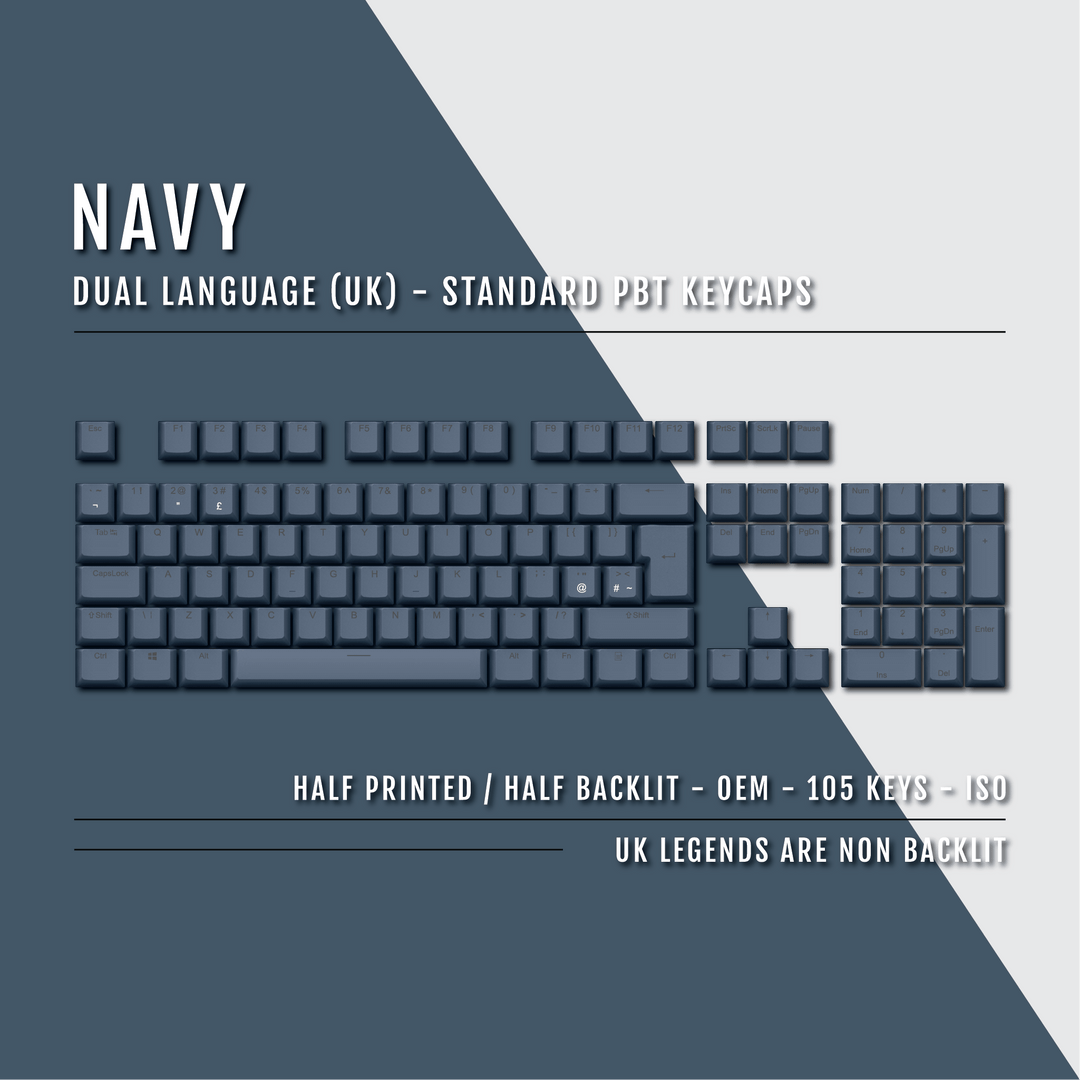 Navy UK Dual Language PBT Keycaps Krome Keycaps LTD Single Colour, UK