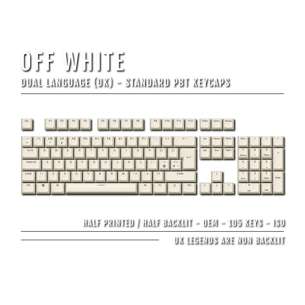 Off White UK Dual Language PBT Keycaps Krome Keycaps LTD Single Colour, UK