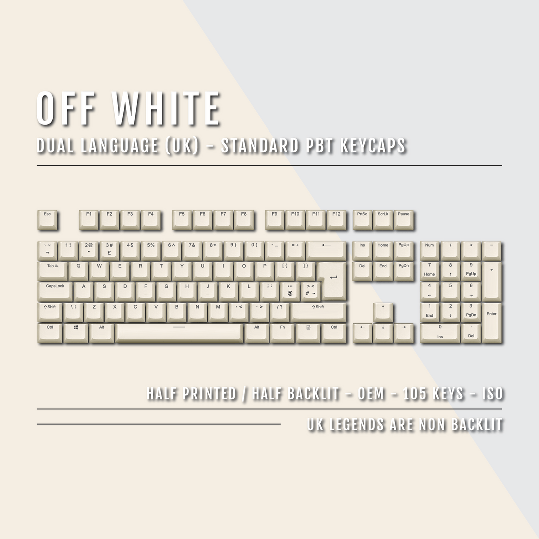 Off White UK Dual Language PBT Keycaps Krome Keycaps LTD Single Colour, UK