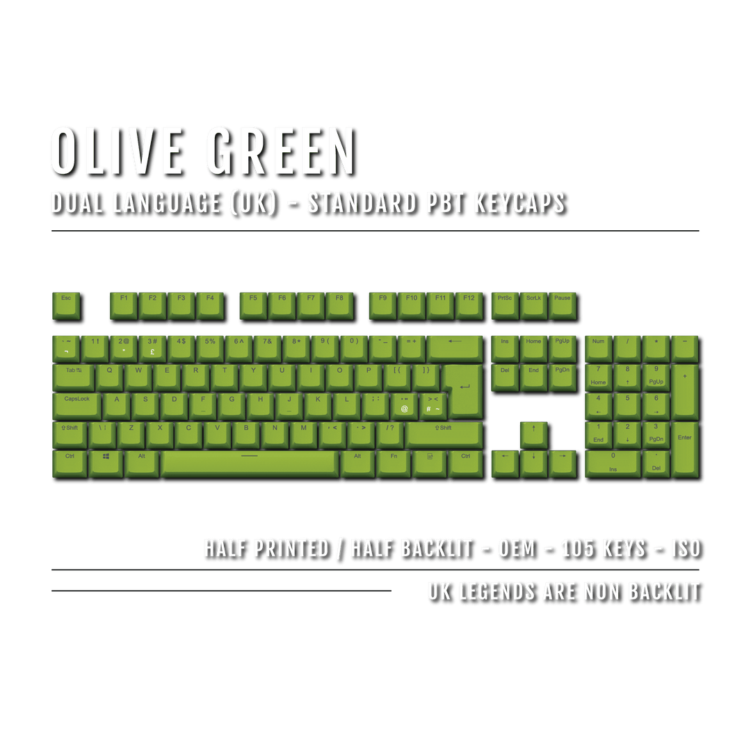 Olive Green UK Dual Language PBT Keycaps Krome Keycaps LTD Single Colour, UK