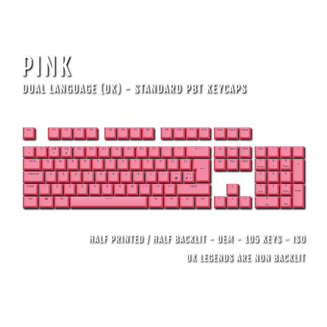 Pink UK Dual Language PBT Keycaps Krome Keycaps LTD Single Colour, UK