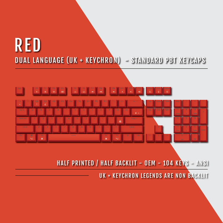 Red UK & Keychron (Layout) Dual Language PBT Keycaps Krome Keycaps LTD mac & multimedia