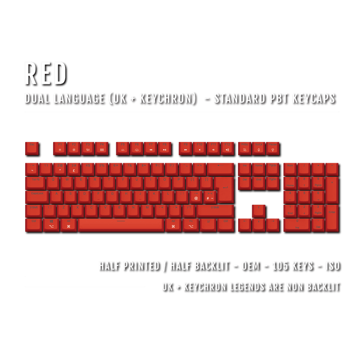 Red UK & Keychron (Layout) Dual Language PBT Keycaps Krome Keycaps LTD mac & multimedia