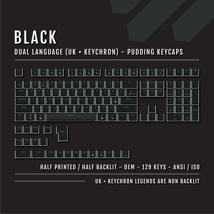 Black UK & Keychron (Layout) Dual Language PBT Pudding Keycaps Krome Keycaps LTD Mac & Multimedia Pudding