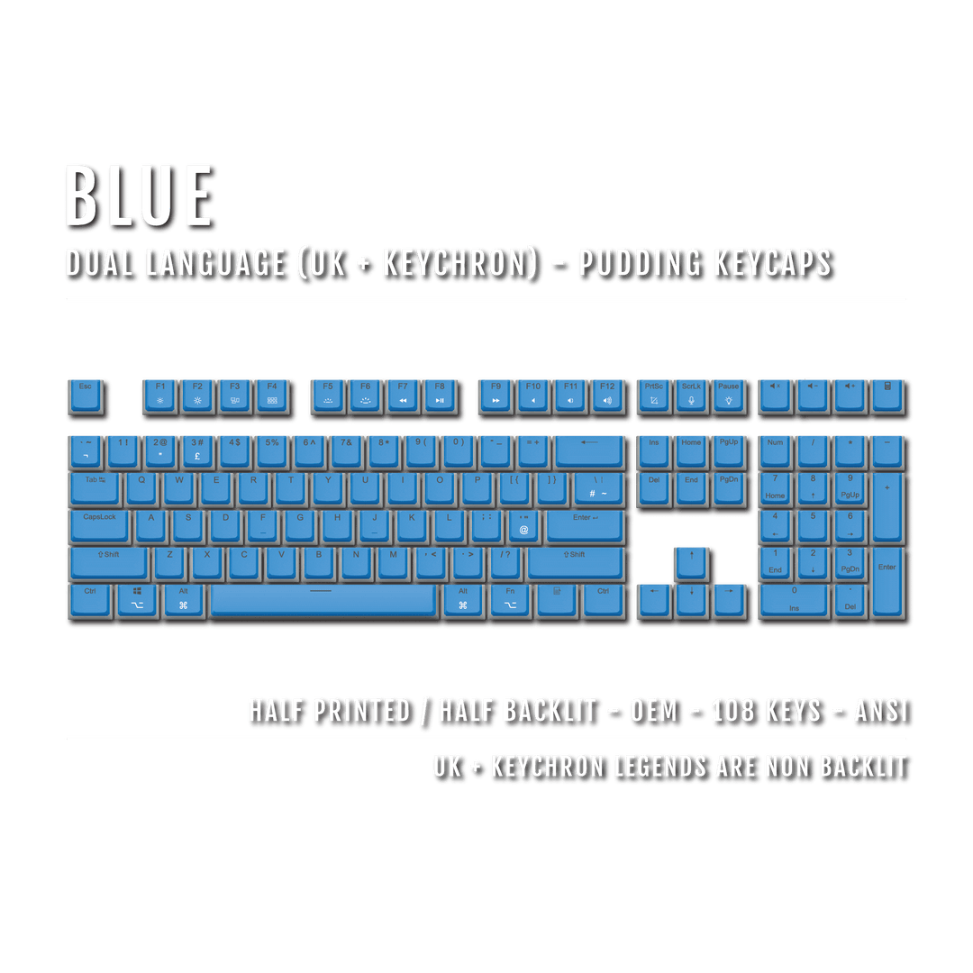 Blue UK & Keychron (Layout) Dual Language PBT Pudding Keycaps Krome Keycaps LTD Mac & Multimedia Pudding