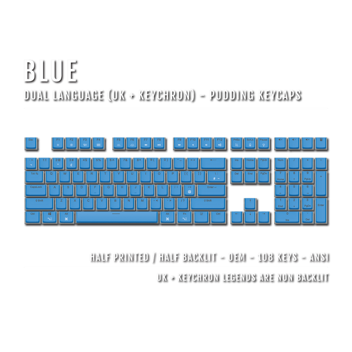 Blue UK & Keychron (Layout) Dual Language PBT Pudding Keycaps Krome Keycaps LTD Mac & Multimedia Pudding