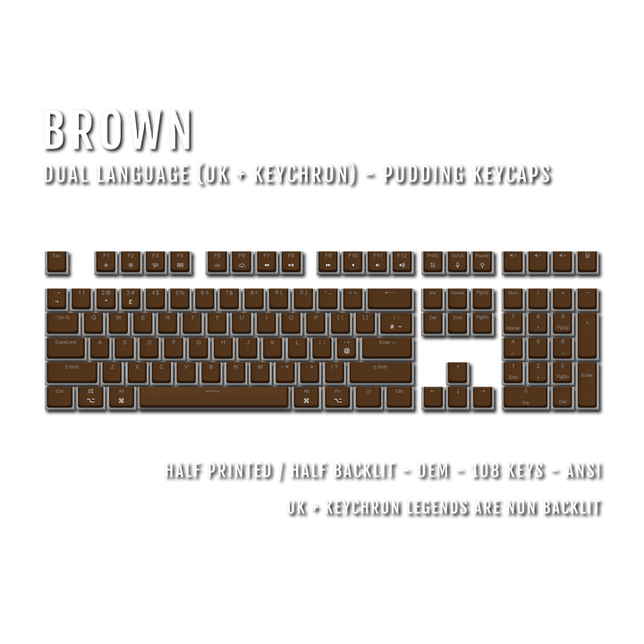 Brown UK & Keychron (Layout) Dual Language PBT Pudding Keycaps Krome Keycaps LTD Mac & Multimedia Pudding