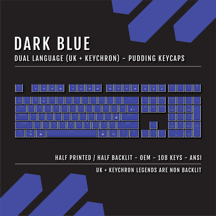 Dark Blue UK & Keychron (Layout) Dual Language PBT Pudding Keycaps Krome Keycaps LTD Mac & Multimedia Pudding